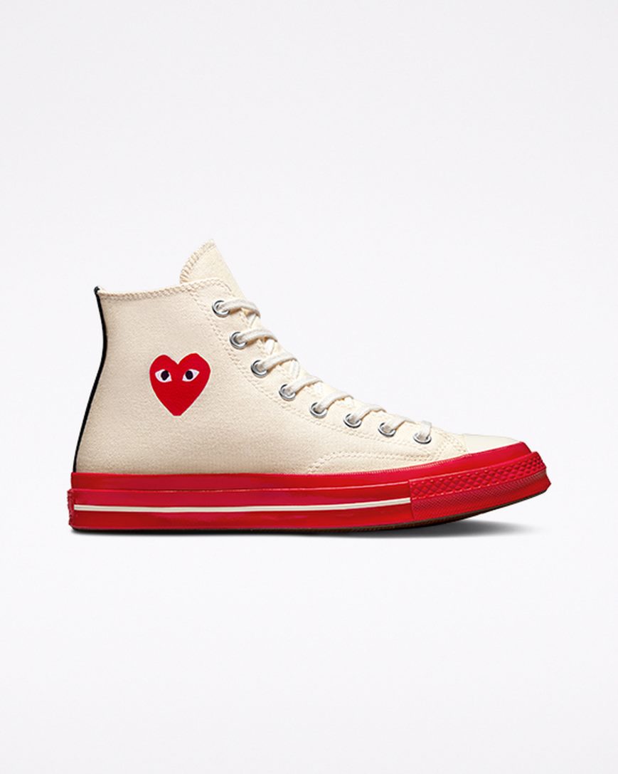 Tenis Converse x Comme des Garçons PLAY Chuck 70 Cano Alto Masculino Vermelhas | PT J054T81